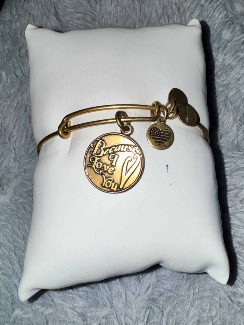 Because I Love You Gold-Tone Charm Bangle Bracelet. Alex&Ani. 2015